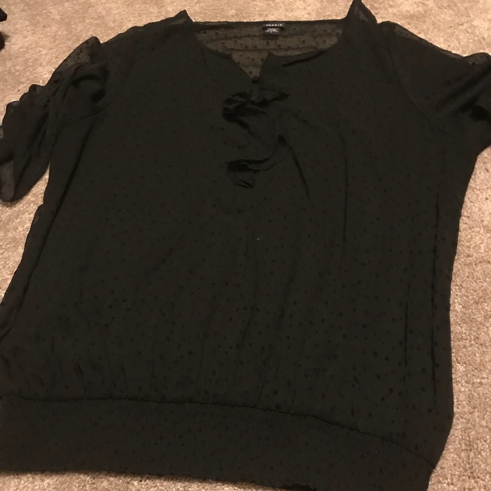 Black blouse three-quarter length sleeve blouse